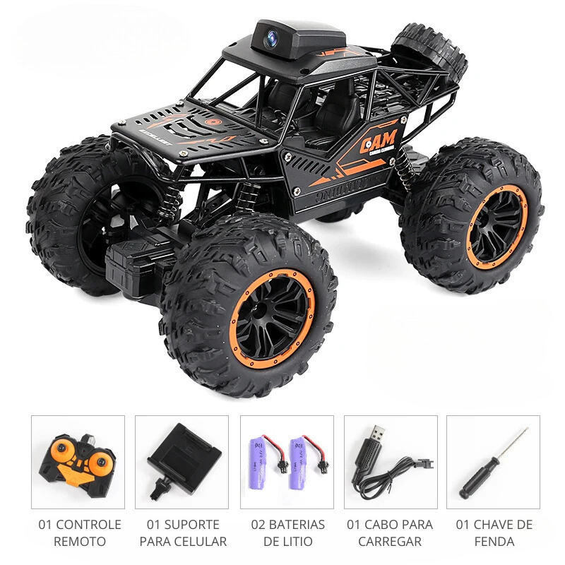 Carrinho com Controle Remoto - Modelo Off Road com câmera em tempo real