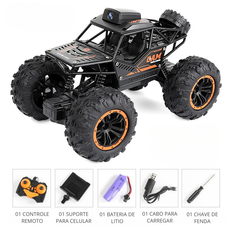 Carrinho com Controle Remoto - Modelo Off Road com câmera em tempo real